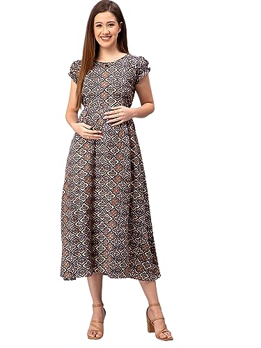 Image of CEE 18 Cotton Rayon A-Line Flaired Maternity Feeding Kurti for Women with Zippers | Pregnancy Dress for Women | Breastfeeding Dress for Women | Nursing Dress for Women Pre and Post Pregnancy