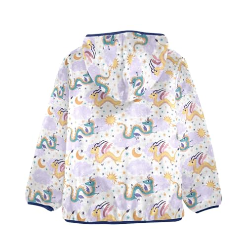 Cute Chinese Dragon Girls Fleece Jacket Girls Fall Jacket Girls Zip Up Hoodie Girls Sherpa Jacket 2-10T2