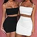 BEAGIMEG Women's Ruched Cami Crop Top Bodycon Skirt 2 Piece Outfits Dress White