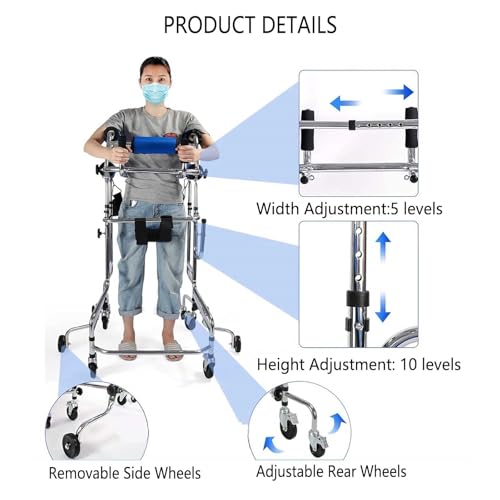 Andador vertical para personas mayores, ayuda portátil para rehabilitación de hemiplejia, altura y ancho ajustables para discapacitados