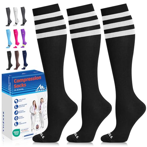 Image of NEWZILL Medical Compression Socks for Women & Men, 20-30 mmHg Knee-High Support for Circulation, All-Day Comfort for Work Travel Running Cycling and Fitness