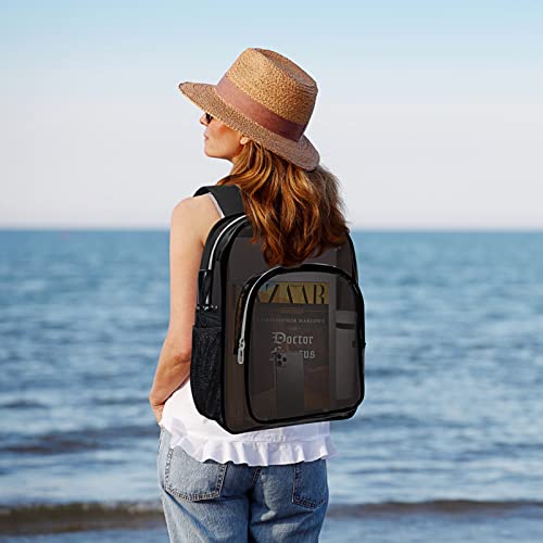Clear Backpack Heavy Duty Transparent Backpack for Security Travel Work (Black)2