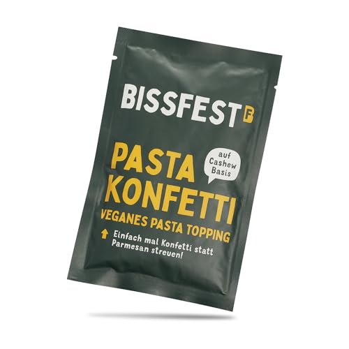 Bissfest Veganer Parmesan 3x70g - Vegane Streukäse Alternative auf hochwertiger Cashewbasis - Glutenfrei & Frei von Zusatzstoffen und künstlichen Aromen