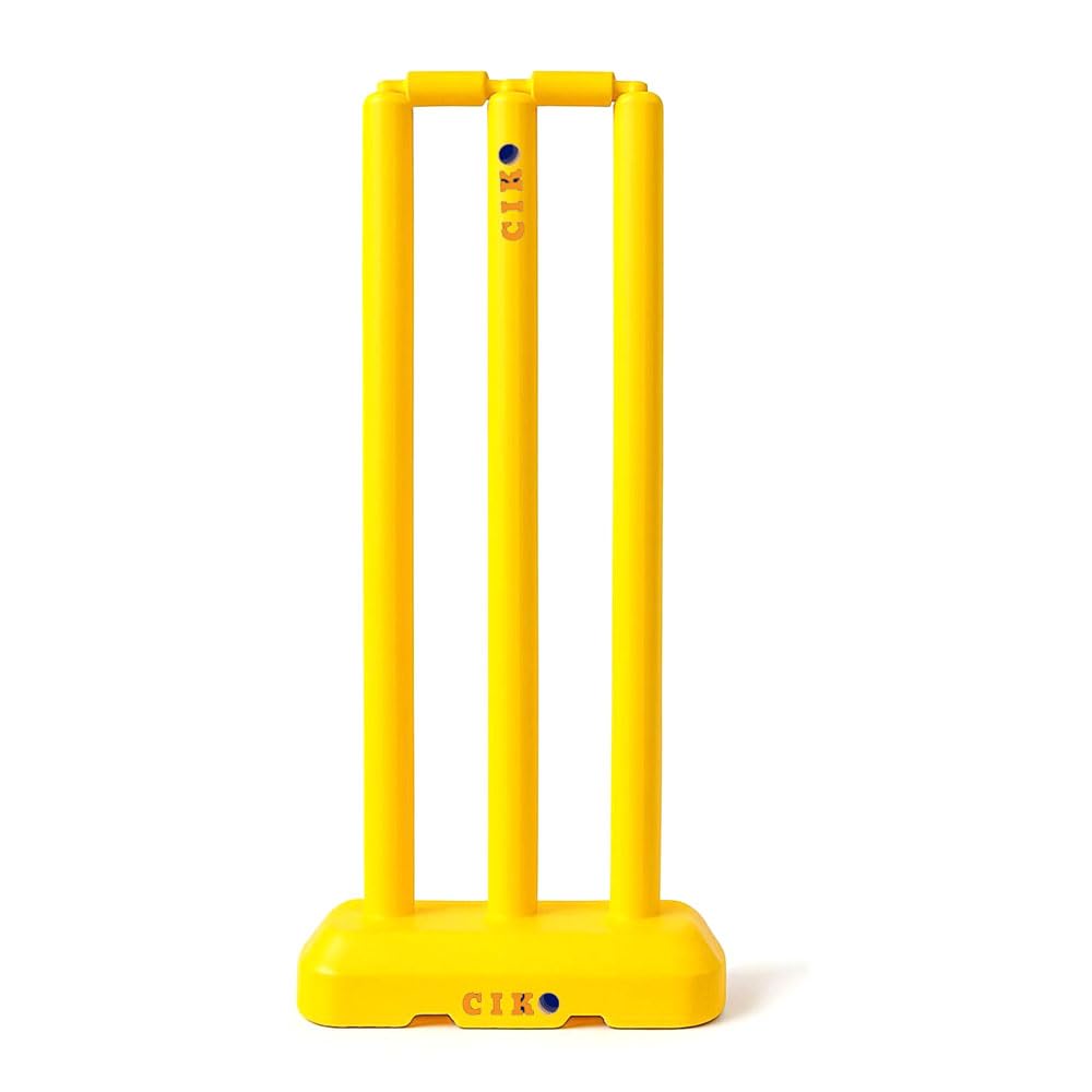 Ciko Junior Hard Plastic Cricket Wickets Set for Kids for Age Group 3 to 10 Years (3 Piece Wickets, 2 Bails, Base, 20" Wickets Length