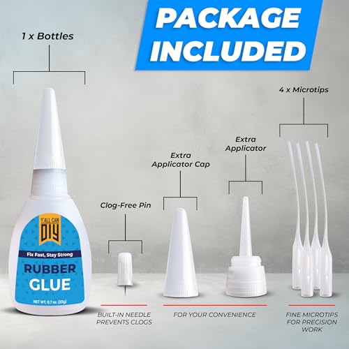 Y'allCanDiy Super Glue for Rubber - Cyanoacrylate Based Adhesive for RC Tires, Seals, Gaskets, Soles, Hose, Mat & Neoprene, Automotive Parts Repair. Waterproof, Heavy Duty CA Glue