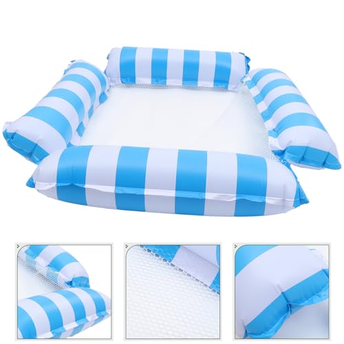 Matelas gonflable piscine rayé bleu ergonomique anti bascule - 3