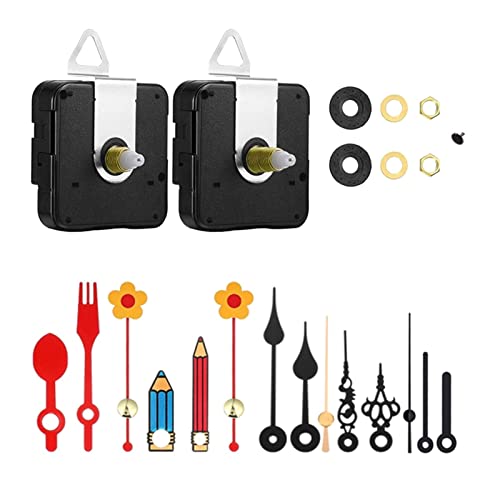 KWMAEEUID 2-teiliges Quarzuhrwerk, Nicht tickende Uhrmechanismen mit 5 Zeigersätzen, DIY-Uhr-Reparaturteile, Ersatz-Uhrenreparaturwerkzeug