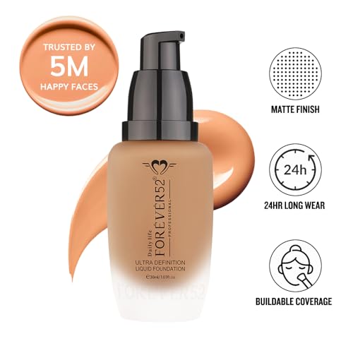 Image of Daily Life Forever52 Ultra Definition Liquid Foundation|24H Wear, Medium to Full Coverage, Pore-Minimizing&Mattifying, Long Lasting, Anti-Aging, Satin Finish| All skin types - Chestnut (FLF016) 30ml
