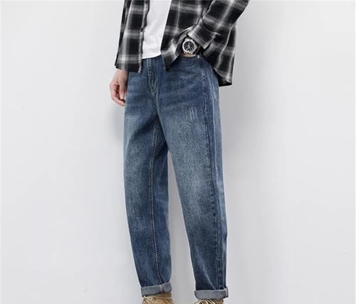 Men's Winter Jeans Thick Vintage Cotton Denim Pants Casual Classic Loose Straight Trousers Male3