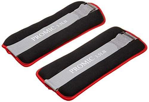 PROMIC Adjustable Ankle/Wrist Weights (1 Pair) for Women, Men Walking, Jogging, Gymnastics, Aerobics (1lb, 2lb, 3.5lb, 5lb, Grey, Red)