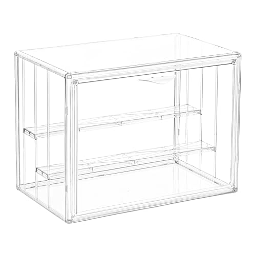 Image of Attelite Clear Acrylic Display Case,3 Tier Display Shelf with 2 Movable Plate, Stackable Protection Showcase for Action Figures, Display Storage Box Countertop with Magnetic Door