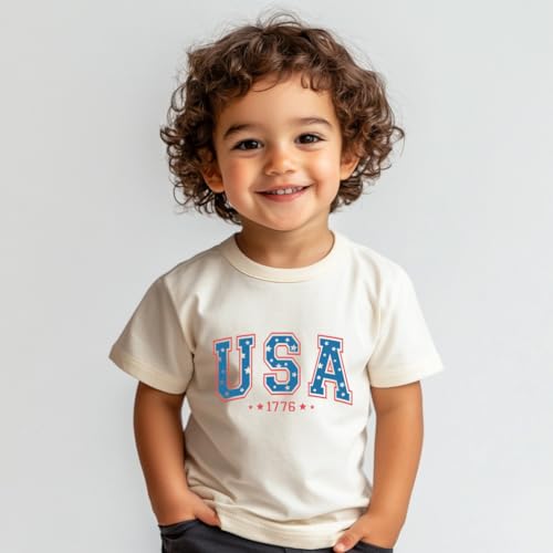 Kids Patriotic 4th of July Shirt - Funny Red White and Blue T-Shirt for Boys Girls 2-8 Years4