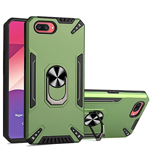 Grandcaser Case for Oppo A3s Ultra-Thin PC+TPU Shockproof Armor Bumper Bracket Back Cover Anti Fall Protective Cover for Oppo A3s 6.2" -Green
