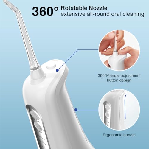 Image of HANNEA 300ml Oral Irrigator, 4 Modes, IPX7, 6 Nozzles, Rechargeable