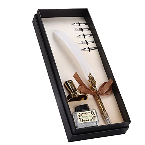 Kit de stylo de calligraphie, ensemble de stylo plume antique pour l'écriture pour la pratique de la calligraphie(blanche)