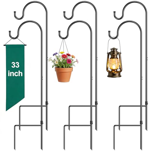 Image of GOFORWILD 33 Inch 6 Pack Adjustable Shepherd Hooks, Premium Metal | Garden Hook for Outdoor, Hanging Plant, Solar Lights, Lanterns, Bird Feeders, and Wedding Decor, Heavy Duty