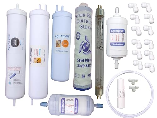 Image of Aquadyne Filter Service Kit for Luminous Livpure Pep Pro++ RO + UV + UF + Taste Enhancer Water Purifier with Installation Guide and Video Fitment Support, 1- Set, White