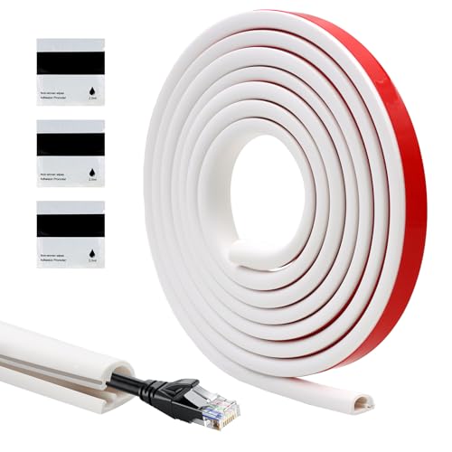 Canalizzazione per Cavi, Canalina Portacavi, Canalina Passacavi Adesiva Da 3 Meter, Canali a Cavo Semicircolare, Canalina Passacavi Copricorda in PC Morbido per Home Ufficio, 15mm x 10mm x 3 Meter