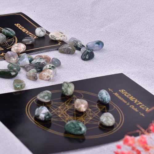 Image of Polished Moss Agate Crystals - 72 Pcs, 0.5 inch 10 oz Handpicked Natural Tumbled Gemstones Rocks, Pebbles for Reiki, Chakra, Healing Home Decor