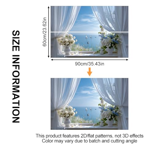 Image of Coastal Sailboat Window Backsplash Peel and Stick, 35.4x23.6 in