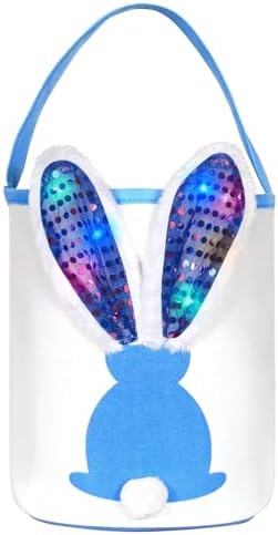 Easter Bunny Baskets with Lights for Baby Boys,Large Blue Kids Ea...