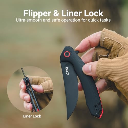 Image of CJRB Tactical Knife, Small Folding Pocket Knife with AR-RPM9 Steel Blade and G10 Handle for Men Outdoor, Survival, Hunting, Camping Gobi(J1906B) Black