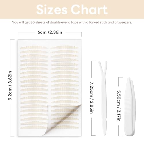 Eyelid Stickers 1200 Pcs Double Eyelid Tape Natural Self-Adhesive Lid Lifting Strips Invisible Long-Lasting Breathable Lid Sticker for Hooded Heavy Uneven Droopy or Mono-eyelids