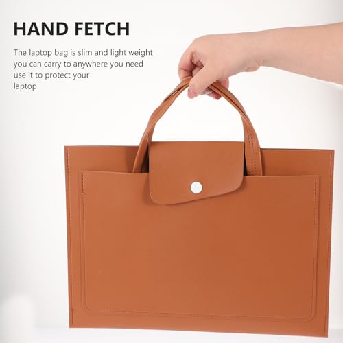 Funda para portátil caqui de PU con cierre fácil 4