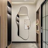 DAOYIJIAJU Irregular Mirror Full Length, 67'x31' Asymmetrical Tempered Glass Mirrors, Modern Large Organic Frameless Mirrors for Living Room Bedroom Hallway Entryway, Horizontal or Vertical Hanging