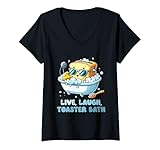 Photo Gallery donna live laugh toaster bath divertente tostapane rilassante in una vasca da bagno maglietta con collo a v Photo Gallery donna live laugh toaster bath divertente tostapane rilassante in una vasca da bagno maglietta con collo a v