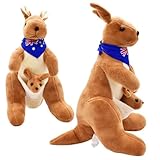 JynxtoyZeal Peluche Esponjoso Canguro,Animales de Peluche,Canguro de Peluche,Juguetes de Canguro para Madres e Hijos, Canguro de Juguete para Niños