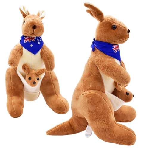 JynxtoyZeal Peluche Esponjoso Canguro,Animales de Peluche,Canguro de Peluche,Juguetes de Canguro para Madres e Hijos, Canguro de Juguete para Niños