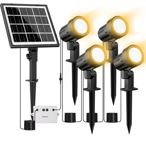 MEIHUA 4 in 1 Solar Spot Lights Outdoor Garden 2700K Landscape Spotlight