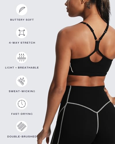 Image of Aoxjox Lexi Lined Sports Bra | color blocking, adjustable straps, women's workout fitness training gym yoga crop tank, moisture-wicking