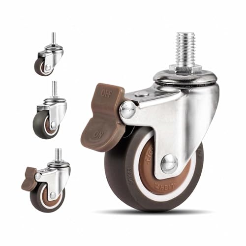 4�����]�ցA�l�W���L���X�^�[�AM6/M8/M10�Ƌ�p�L���X�^�[�A�É��S���z�C�[���A�u���[�L�t����]�ցA�艟���ԗp��,2Nobrakes+2Brakes-50mm/M10x25mm