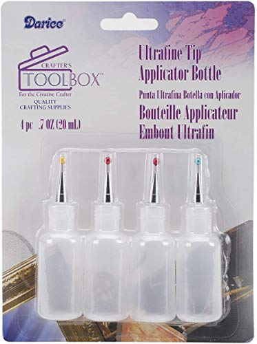 Darice Ultrafine Tip Applicator Bottle, 20ml, 4 Count (Pack of 1), Clear, 2 Ounce