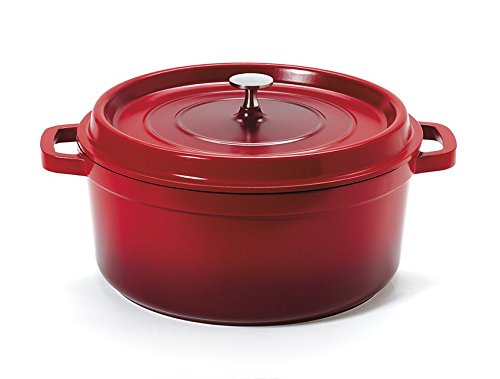 G.E.T. Enterprises Red 6.5 Quart Round Dutch Oven Cast Aluminum with Lid and Handles Heiss CA-006-R/BK