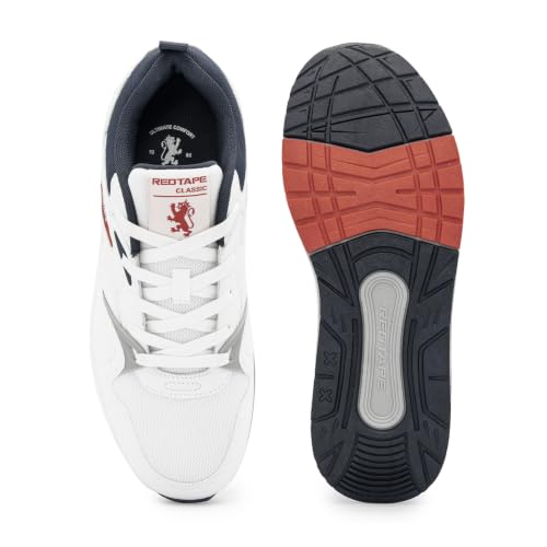Image of Red Tape Men's Sneakers White Grey Pu Mesh Round Lace-Up