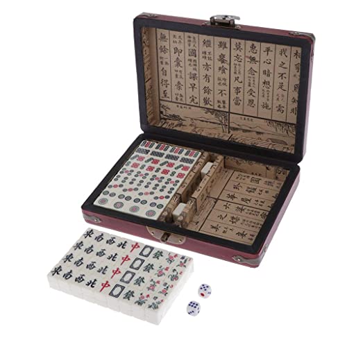 Mini Mahjong Baoblaze chino tradicional con caja portátil miniatura 5