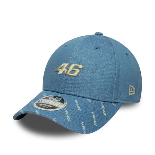 Casquette VR46 New Era bleu denim chapeau ajustable moto gp homme collection 9FORTY