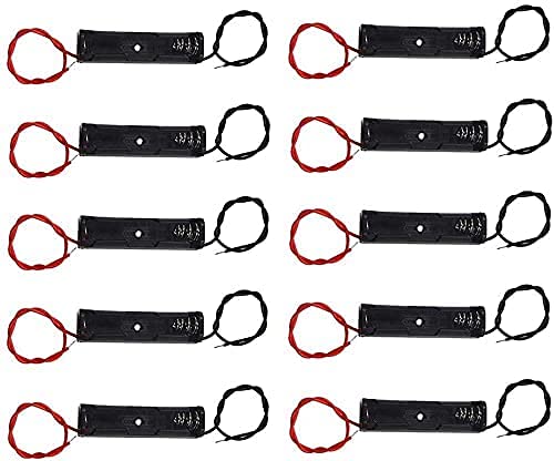 GDQLCNXB 10Pack Single AAA Battery Holder Case with Wire Connections Black 1.5V