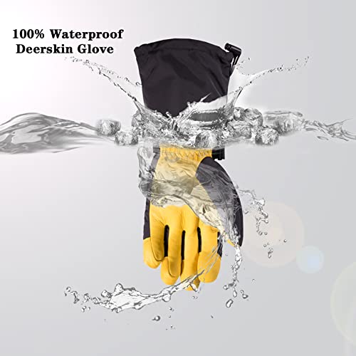 Skydeer Waterproof Cold Weather Deerskin Leather Winter Ski Gloves (Sd8648T/L) #TOP4