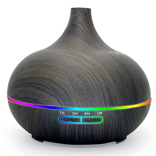 Sky-Touch Essential Oil DiffUSer 550mlOil DiffUSer With 4 Timer Aromatherapy DiffUSer With Auto Shut-Off Function Cool Mist Humidifier Bpa-Free For Bedroom Home -Dark Brown