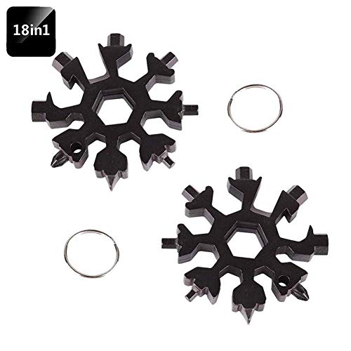 2 Pack 18 in 1 snowflake Multitool, Stainless steel Multi Tools Screwdriver Keychain