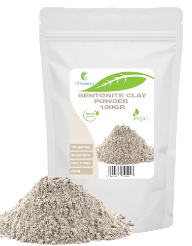 Poudre d'argile bentonite - 100 gr - Masques pour le visage, masque pour le corps, masque pour les cheveux, peelings et gommages doux, fabrication de savons,...