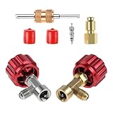 BWBWND 4 PCS R134a Can Tap Kit, Self Sealing & Puncture Can Taps with Tank Adapter Valve Core Remover, Quick Coupler Refrigerant Dispenser for R134a Car Air Conditioning System (Red)