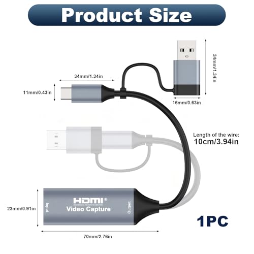 Tarjeta de Captura de Video HDMI a USB C 3.0 4K Entrada 1080P 60FPS Capturadora de Video Externa para Streaming Juegos Clases Online Reuniones para PC Mac Portátil Windows - imagen 7