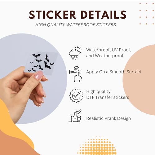 Image of Halloween Bats Rearview Mirror Decal - 3 Pcs Funny Bumper Vinyl Stickers for Auto, Wall, Laptop, Cell, Trucks, Cars, Spooky Car Mirror Stickers, Rear View Mirror Decor, Gothic Car Accessories
