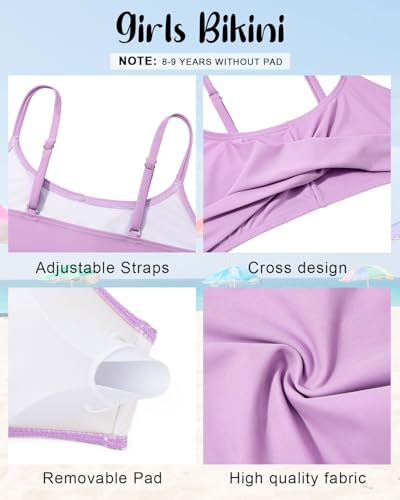 Image of Century Star Girls Swimsuits for Teens Bikini 2026 Solid Teen Bathing Suits Adjustable Straps Swimwear Padded 8-15 Years