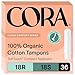 Cora Organic Cotton Tampons with Compact Applicator; Variety Pack - Regular/Super (36)